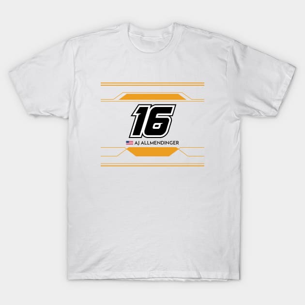 AJ Allmendinger #16 2023 NASCAR Design T-Shirt by AR Designs 